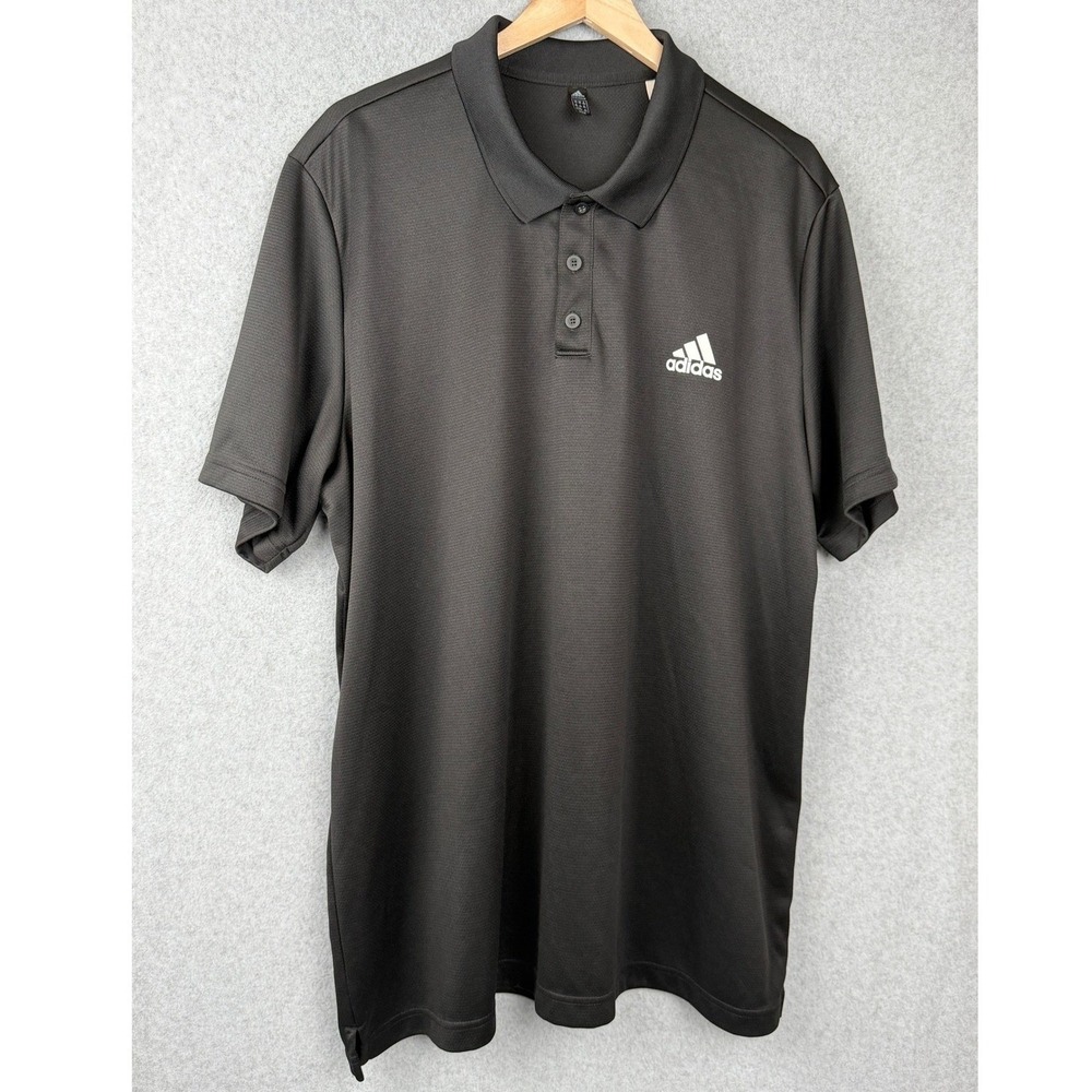 Adidas Polo Shirt Men 2XL Black Primegreen GL0483 Short Sleeve Performance Logo